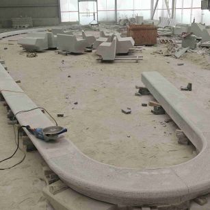 毕节 芝麻白花岗岩弧形花坛石，坐凳石