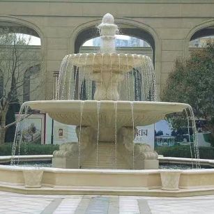 毕节 黄金麻花岗岩异型加工——户外庭院石雕流水喷泉