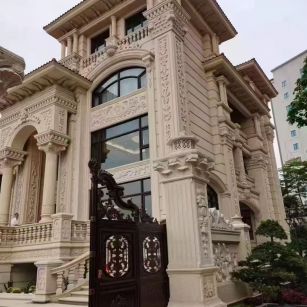 毕节 黄金麻花岗岩别墅外墙干挂效果展示