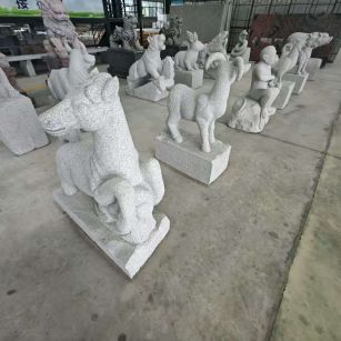 毕节 芝麻白花岗岩造型立体雕刻——十二生肖