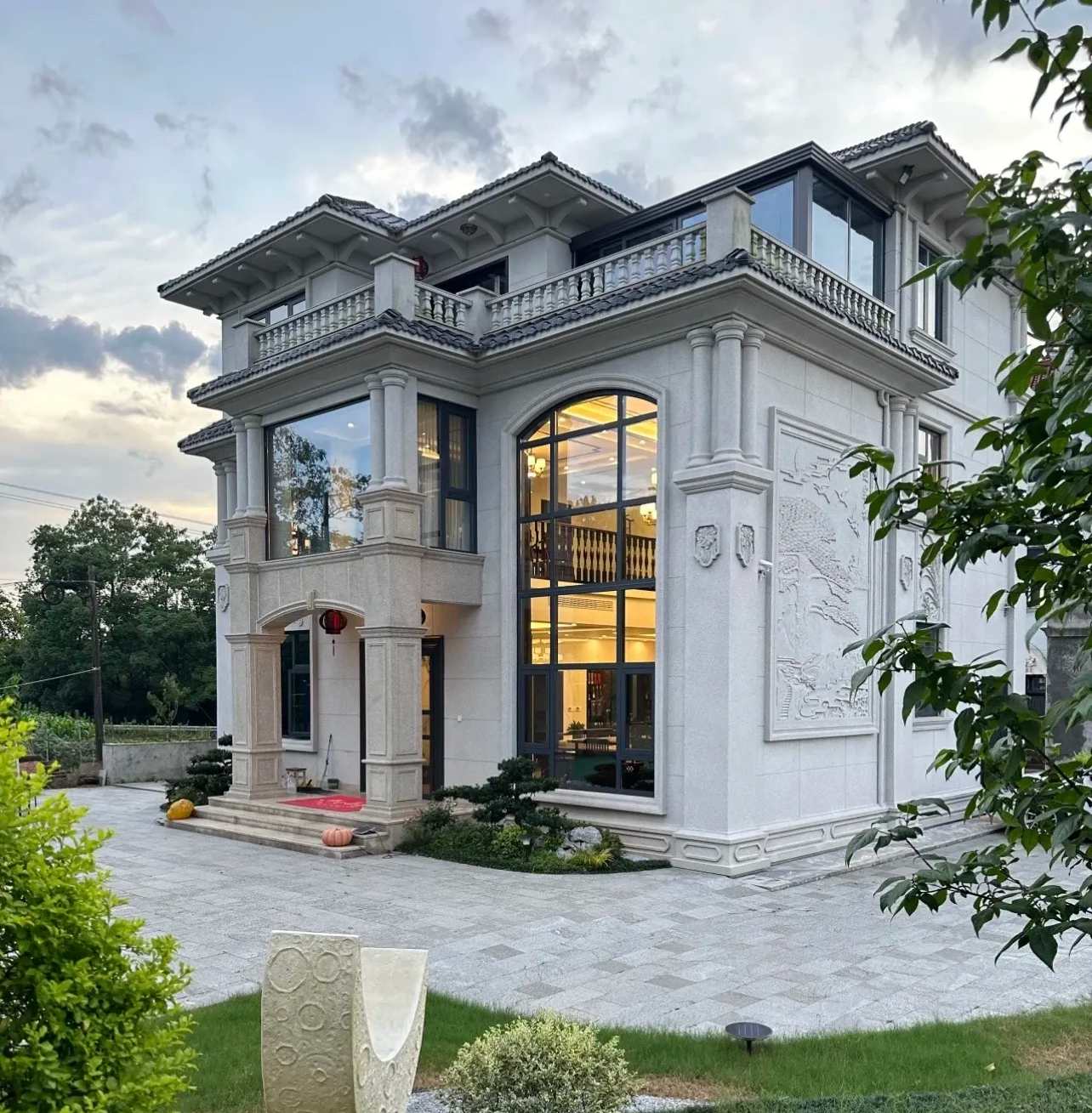 毕节 白麻花岗岩私人别墅干挂石材豪华定制